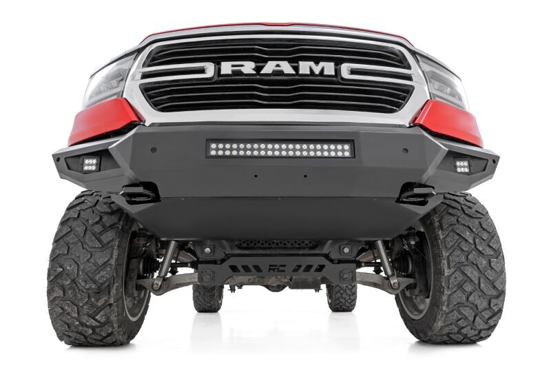 Rough Country Front Bumper with Skid Plate and Tow Hooks Head On View