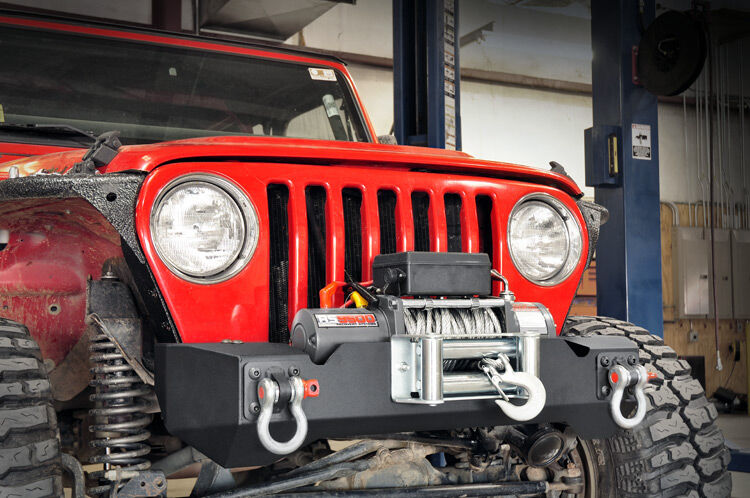 Rough Country Front Stubby Winch Bumper On Vehicle